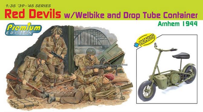 Dragon Red Devils W/Welbike and drop tube container arnhem 1944 1/35