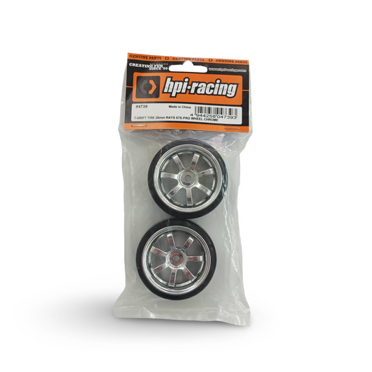 HPI Racing R/C T-Drift Tire 26mm Rays 57S-Pro Wheel Chrome