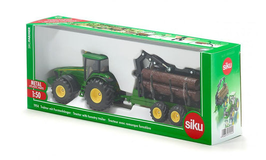 Siku 1954 John deere with forestry trailer 1/50