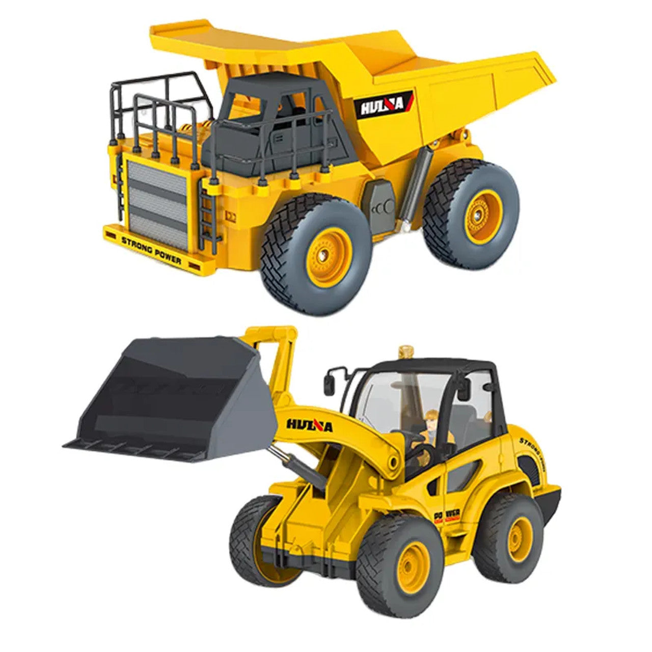 Hui na Toys 2 in 1 R/C Dump Truck and Bulldozer forklift 1:24